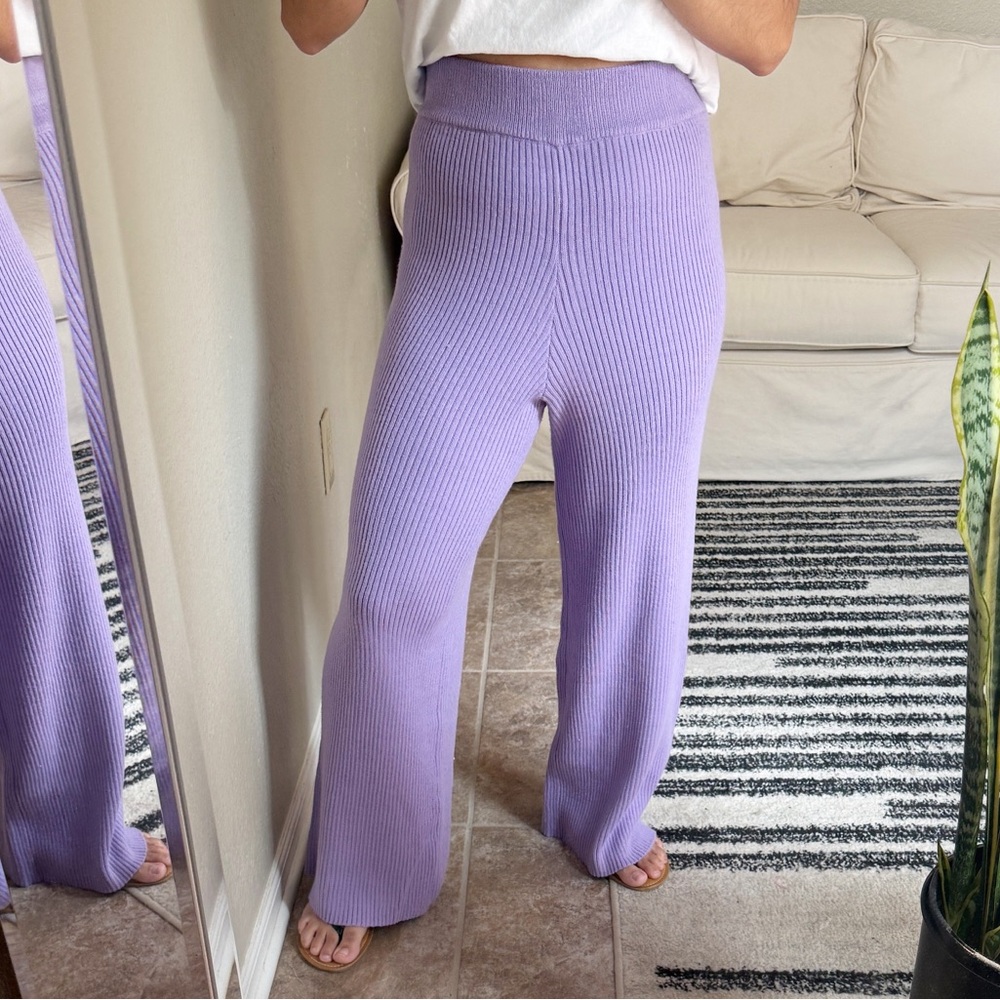 Roolee Lavender Women’s Knit Wide Leg Pants